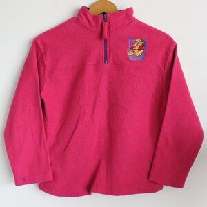 VTG Disney Winnie The Pooh Friends Sweater 1/4 Zip Pink Purple Fleece Youth L